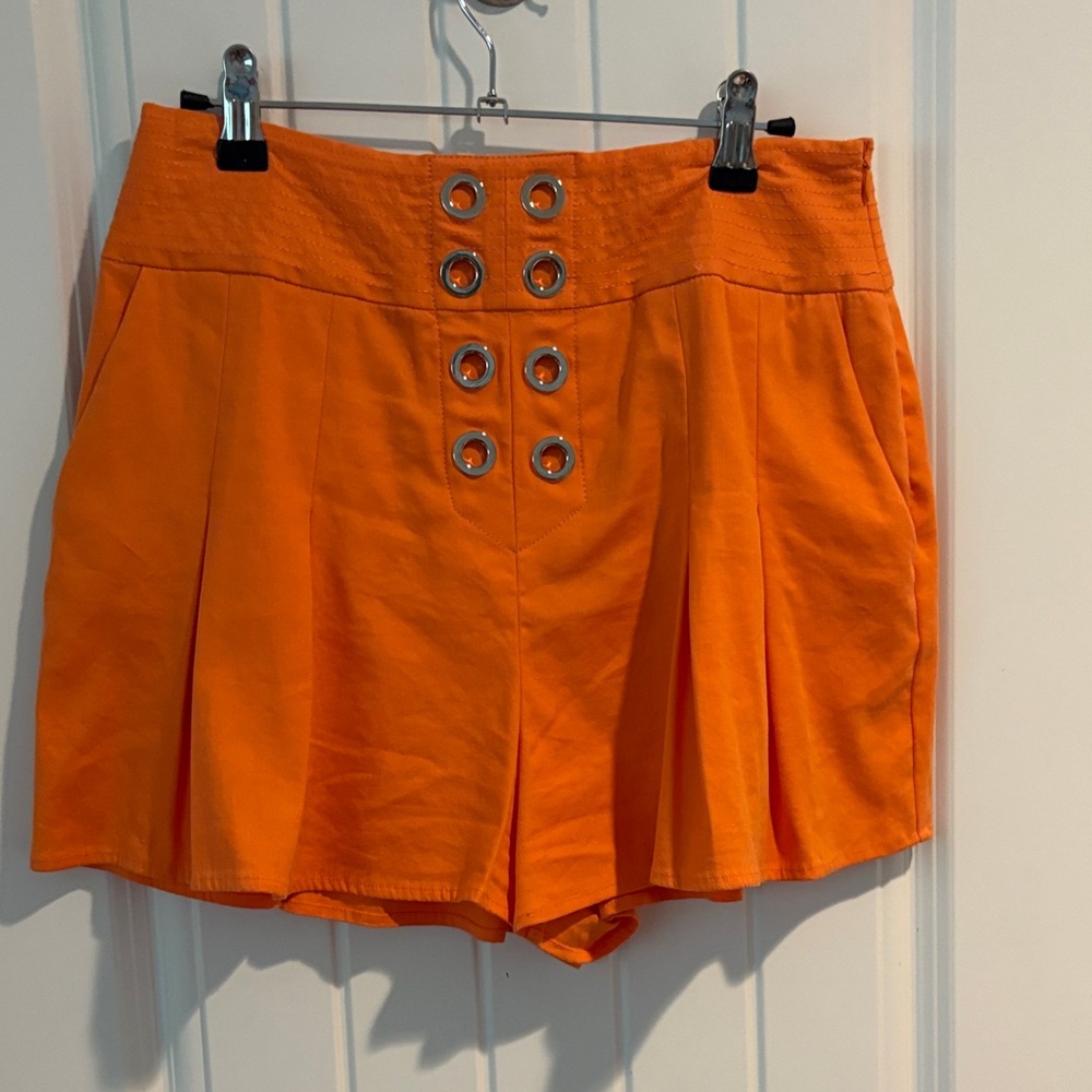 Ramy Brook Vibrant Orange High-Waist Shorts